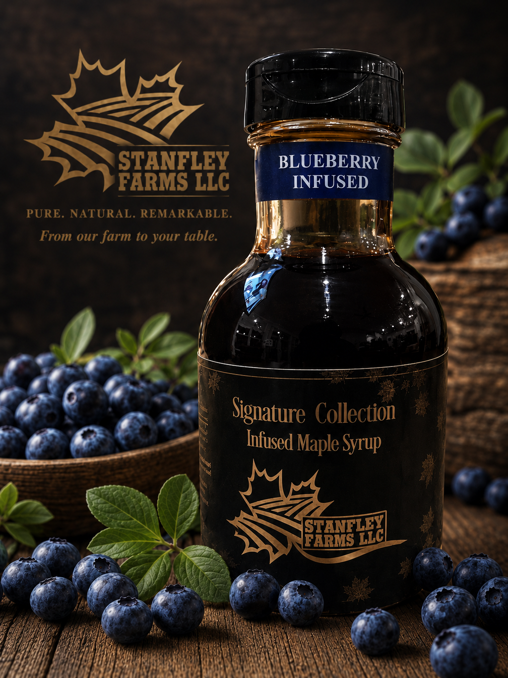Blueberry Infused Maple Syrup ~ Half-Pint (8oz)